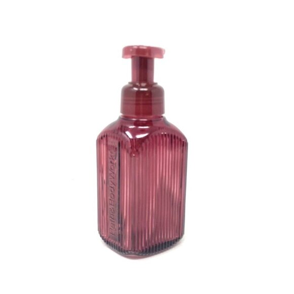 Bath & Body Works Maroon Vertical Lines Foaming Hand Soap Dispenser Glass - Picture 3 of 7